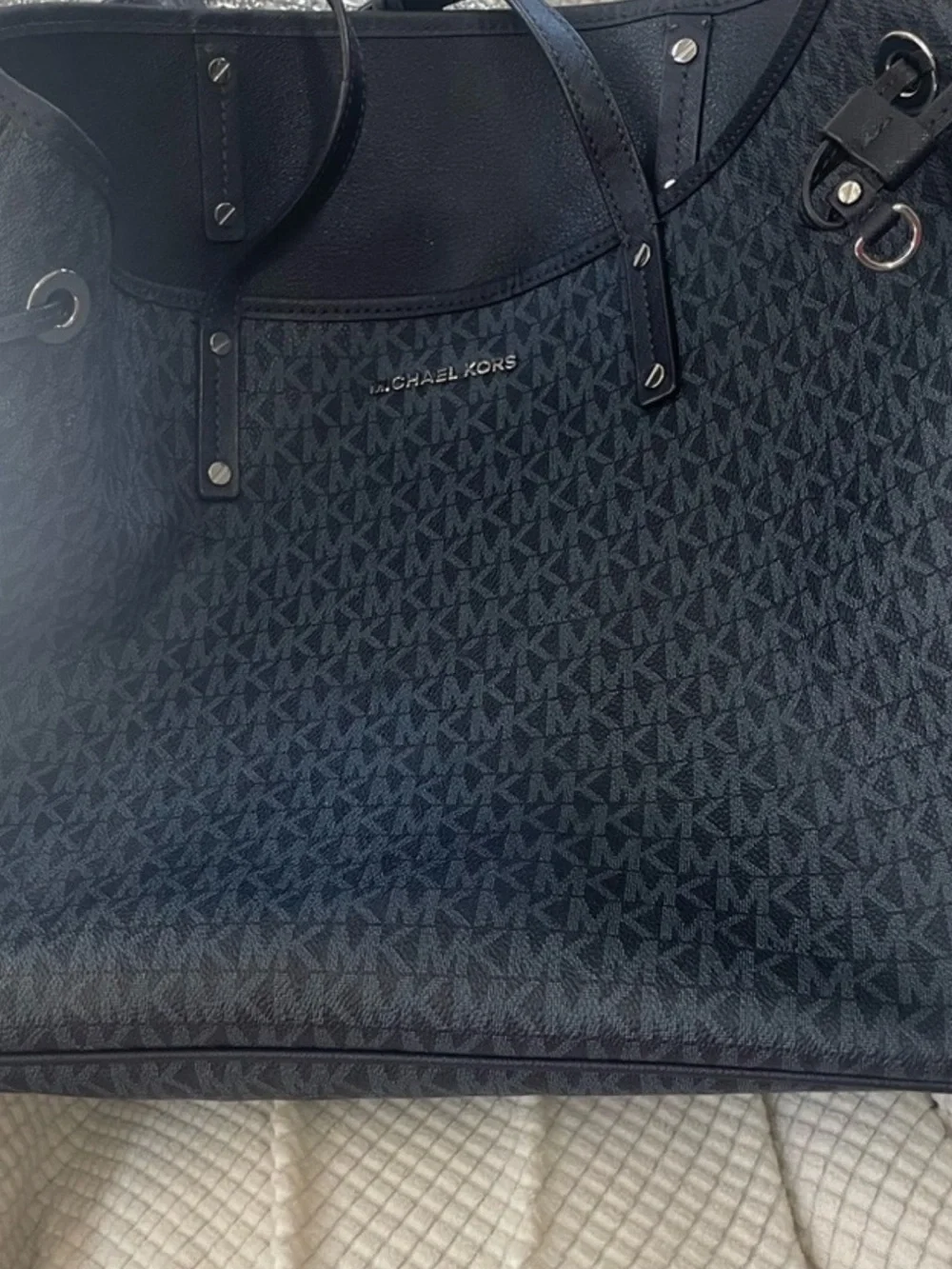 Michael Kors Navy Black MK Logo Tote